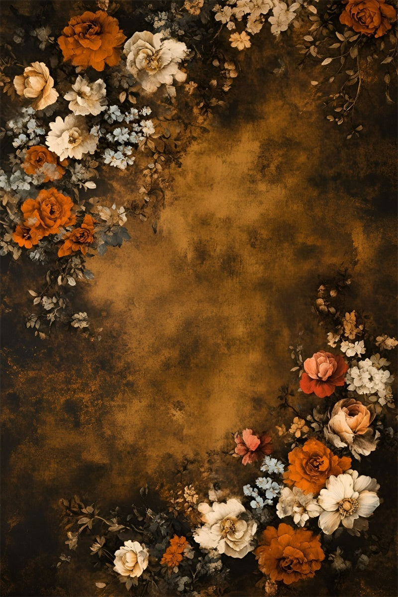 Fine Art Backdrop Rustic Amber Floral Video Backdrops GQ57-190