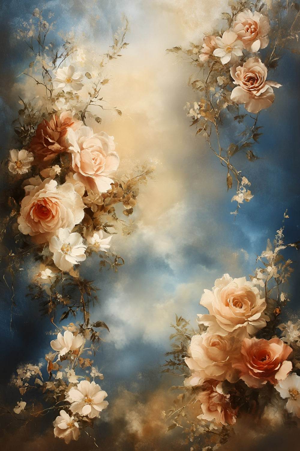 Oil Painting Photography Backdrop Cloudy Rose Backdrop GQ57-191