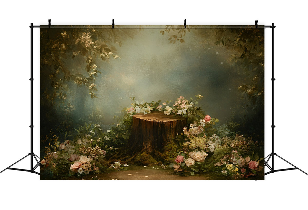 Backdrops Fine Art Woodland Stump Garden Video Backdrop GQ57-196