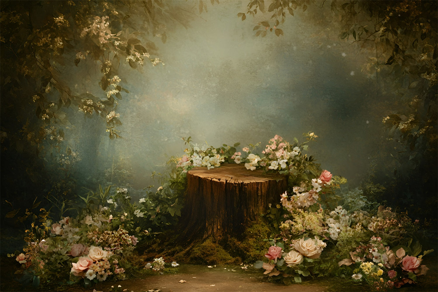 Backdrops Fine Art Woodland Stump Garden Video Backdrop GQ57-196
