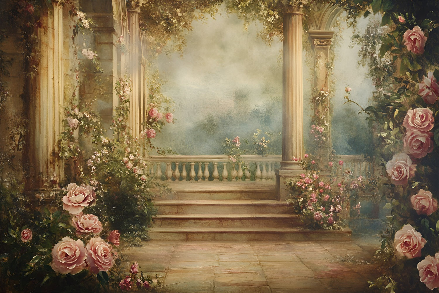Painting Backdrop Garden Hallway Best Photography Backdrops GQ57-199