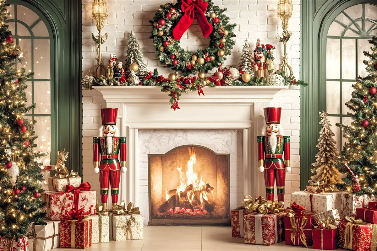 Christmas Fireplace Backdrop Nutcracker Hearth Dreams Backdrop GQ57-2