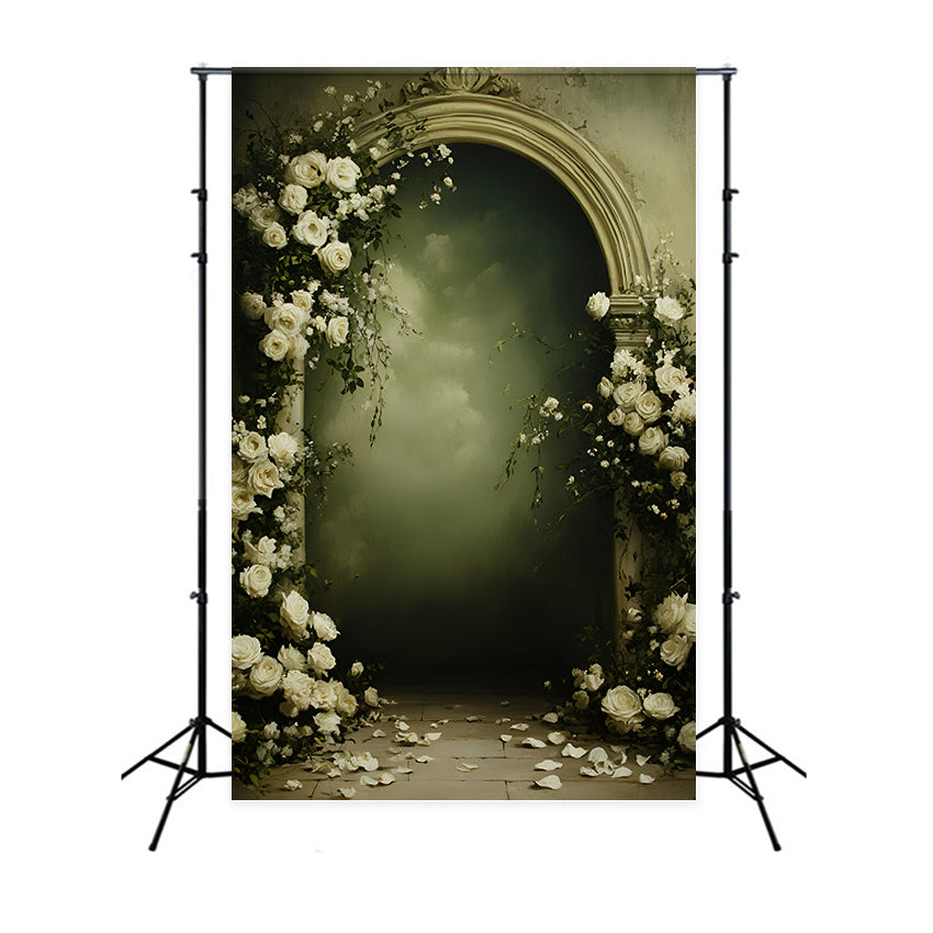 Fine Art Photography Backdrop Arch White Rose Backdrop GQ57-201