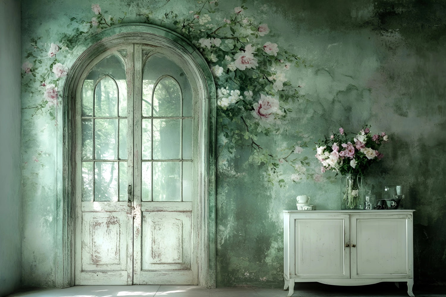 Fabric Backdrops Soft Floral Interior Artistic Backdrop GQ57-204