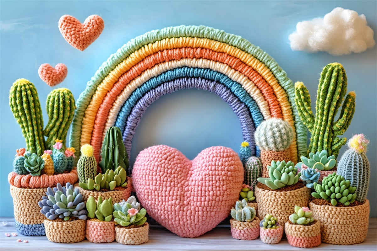 Bohemian Photo Backdrop Rainbow Cactus Arch Backdrop GQ57-211