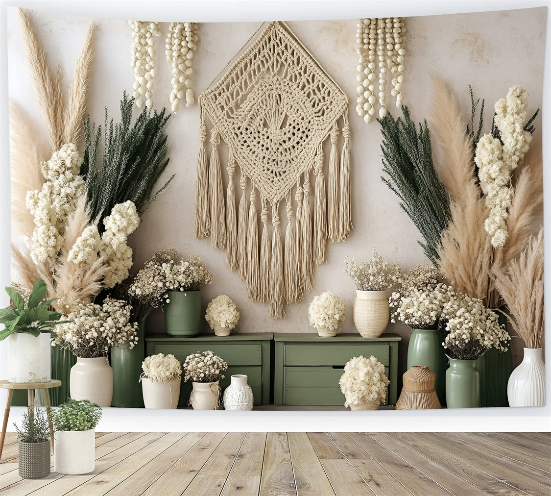 Boho Photo Backdrop Natural Harmony Corner Backdrop GQ57-212
