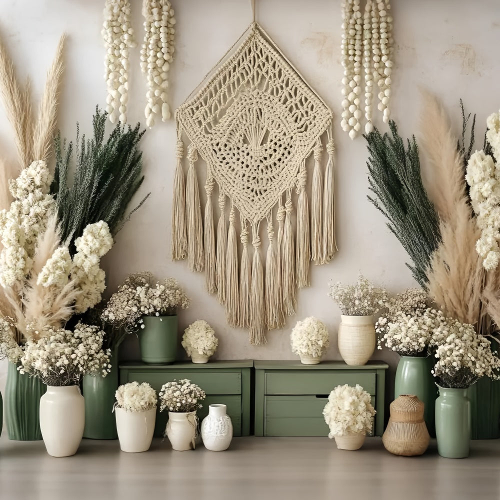 Boho Photo Backdrop Natural Harmony Corner Backdrop GQ57-212