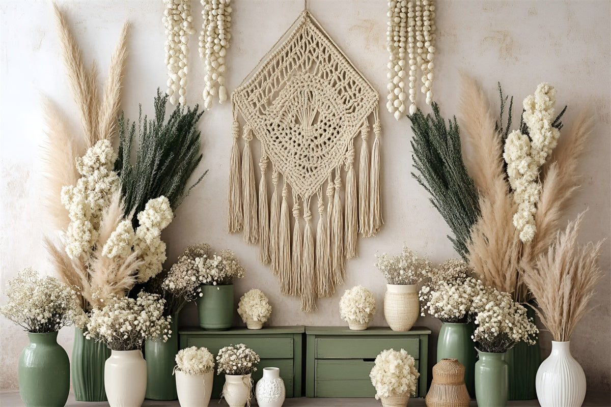 Boho Photo Backdrop Natural Harmony Corner Backdrop GQ57-212