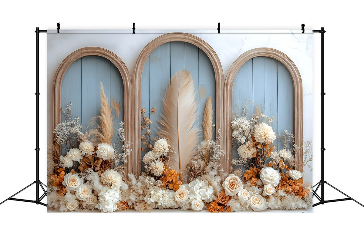 Boho Backdrop Photography Arch Feather Garden Backdrop GQ57-214