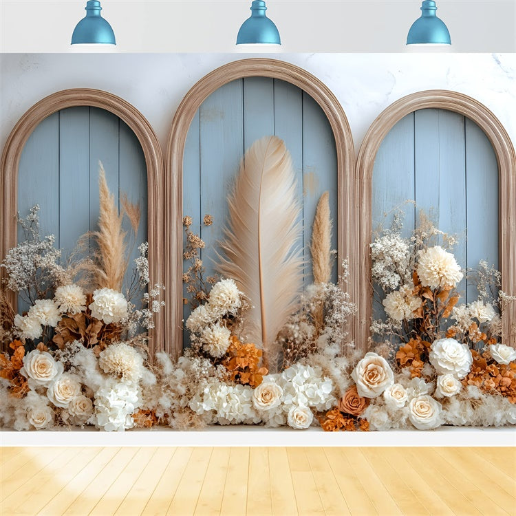 Boho Backdrop Photography Arch Feather Garden Backdrop GQ57-214