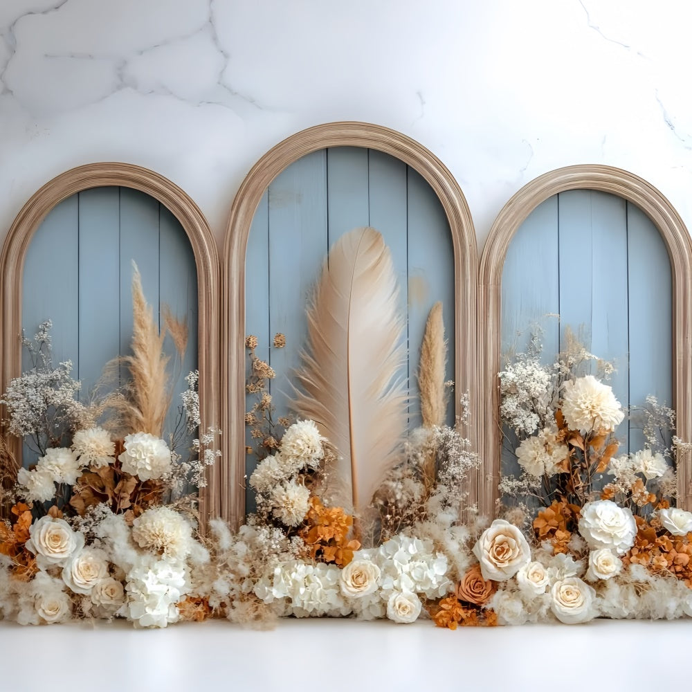 Boho Backdrop Photography Arch Feather Garden Backdrop GQ57-214