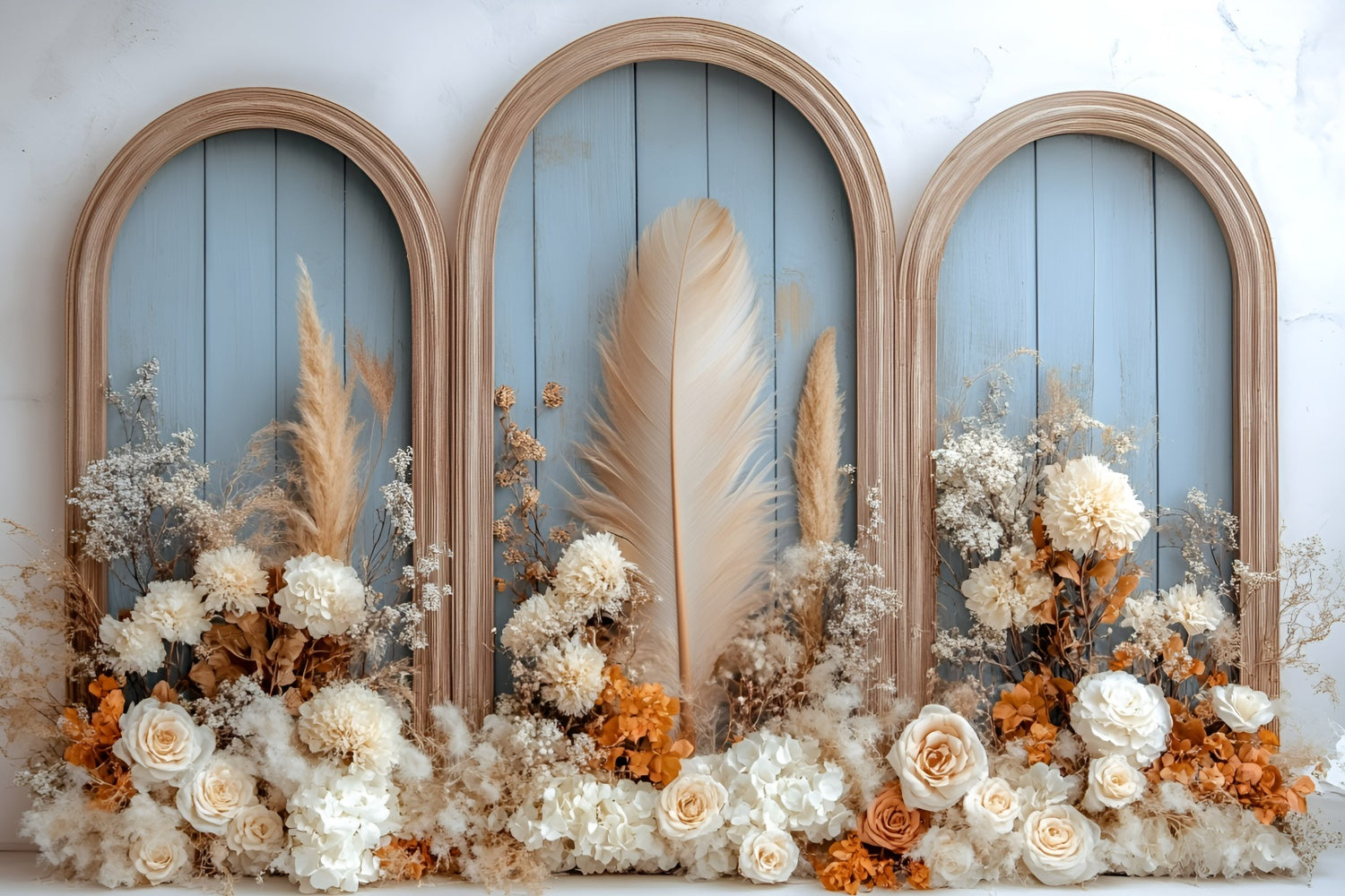 Boho Backdrop Photography Arch Feather Garden Backdrop GQ57-214