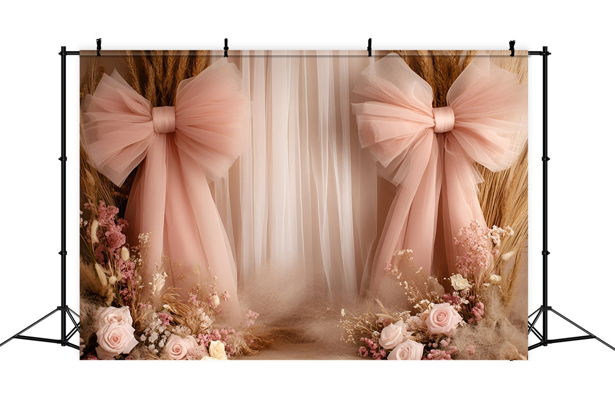 Boho Photography Backdrop Ethereal Bow Bloom Backdrop GQ57-215