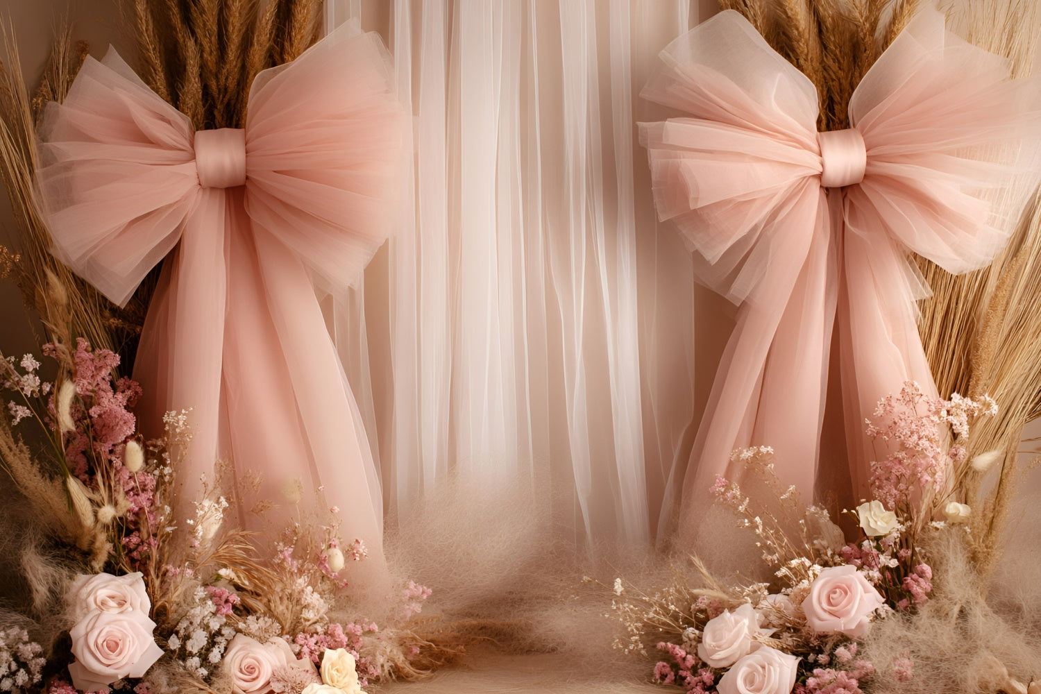 Boho Photography Backdrop Ethereal Bow Bloom Backdrop GQ57-215