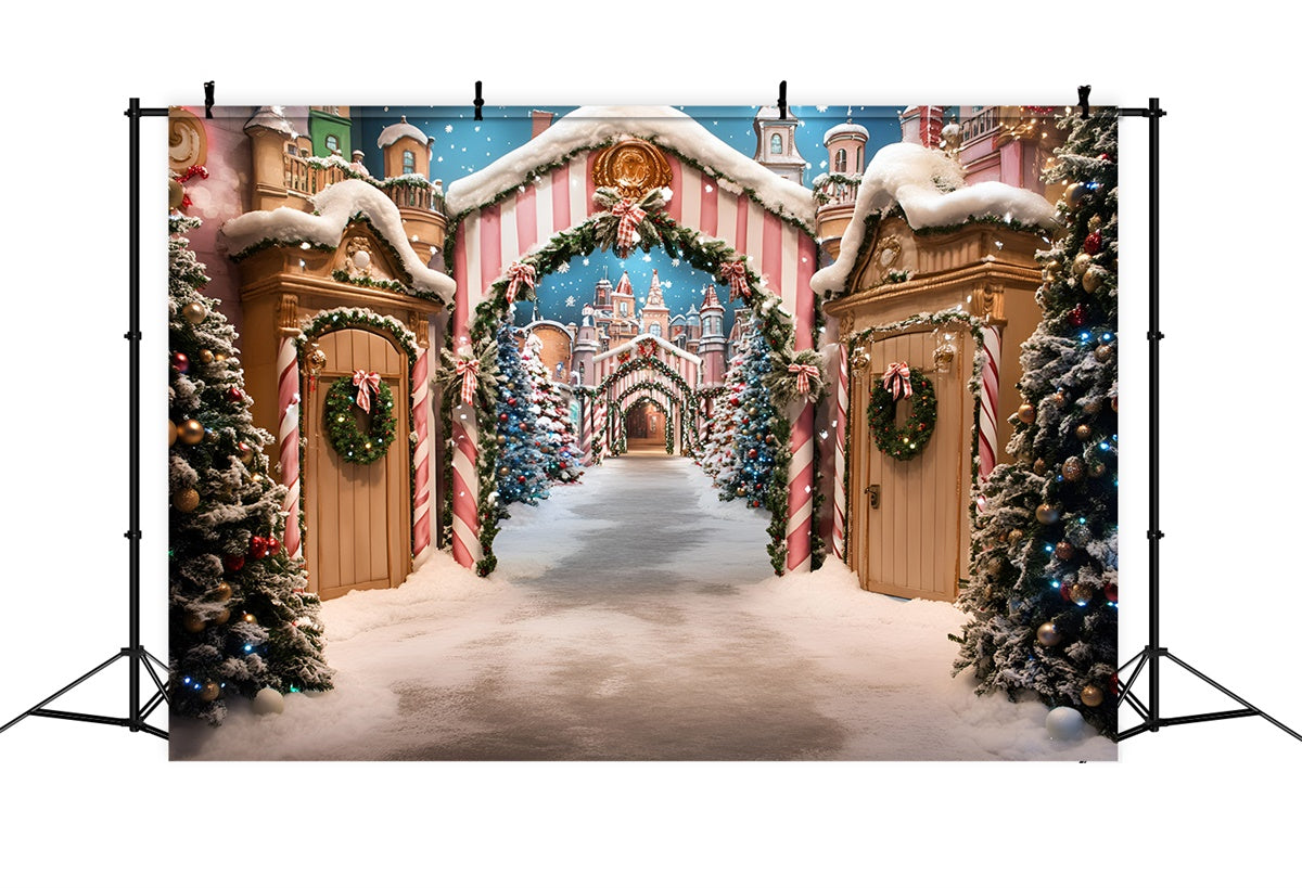 Christmas Photography Backdrops Festive Market Walk Backdrop GQ57-22