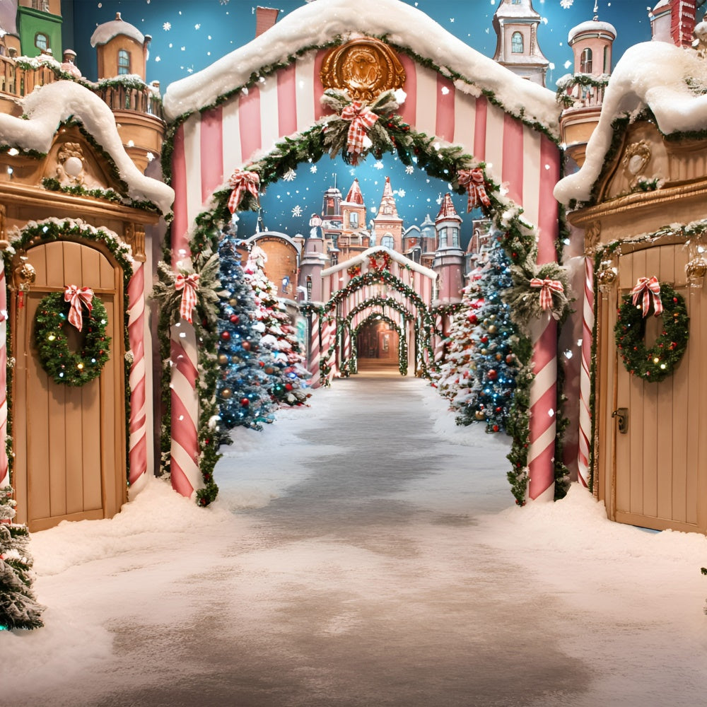 Christmas Photography Backdrops Festive Market Walk Backdrop GQ57-22