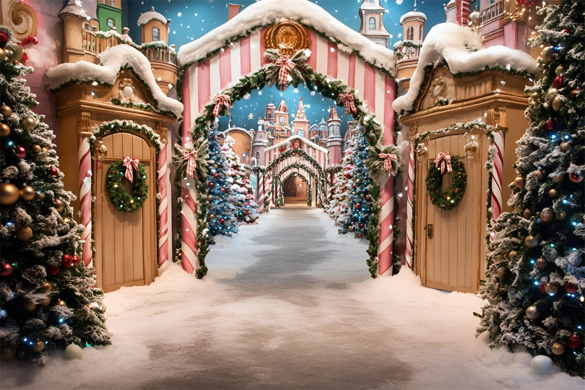 Christmas Photography Backdrops Festive Market Walk Backdrop GQ57-22