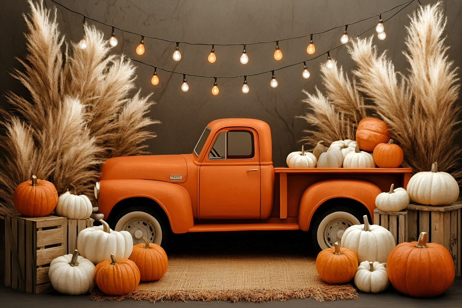 Boho Backdrop Photography Pumpkin Truck Glow Backdrop GQ57-220