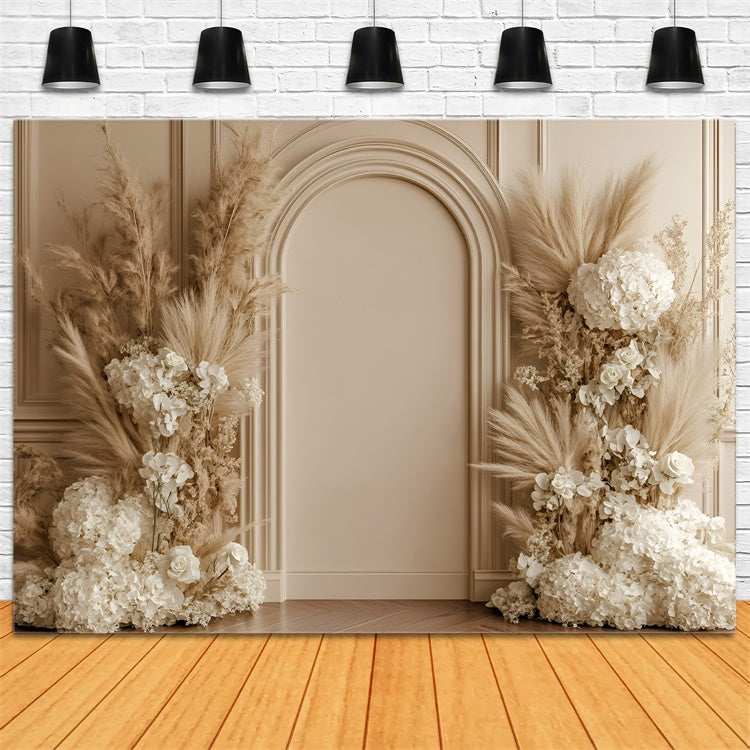 Bohemian Photo Backdrop Beige Archway Bloom Backdrop GQ57-226