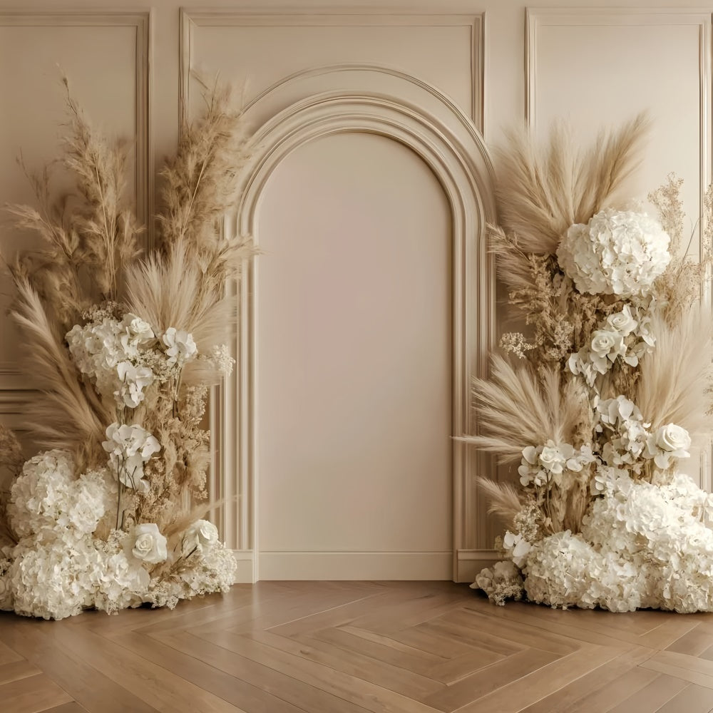 Bohemian Photo Backdrop Beige Archway Bloom Backdrop GQ57-226