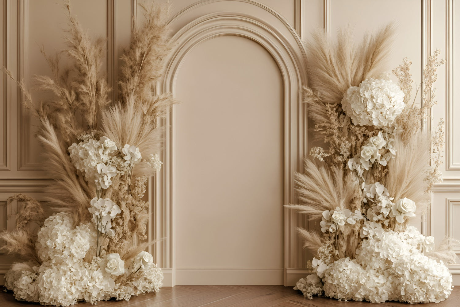 Bohemian Photo Backdrop Beige Archway Bloom Backdrop GQ57-226