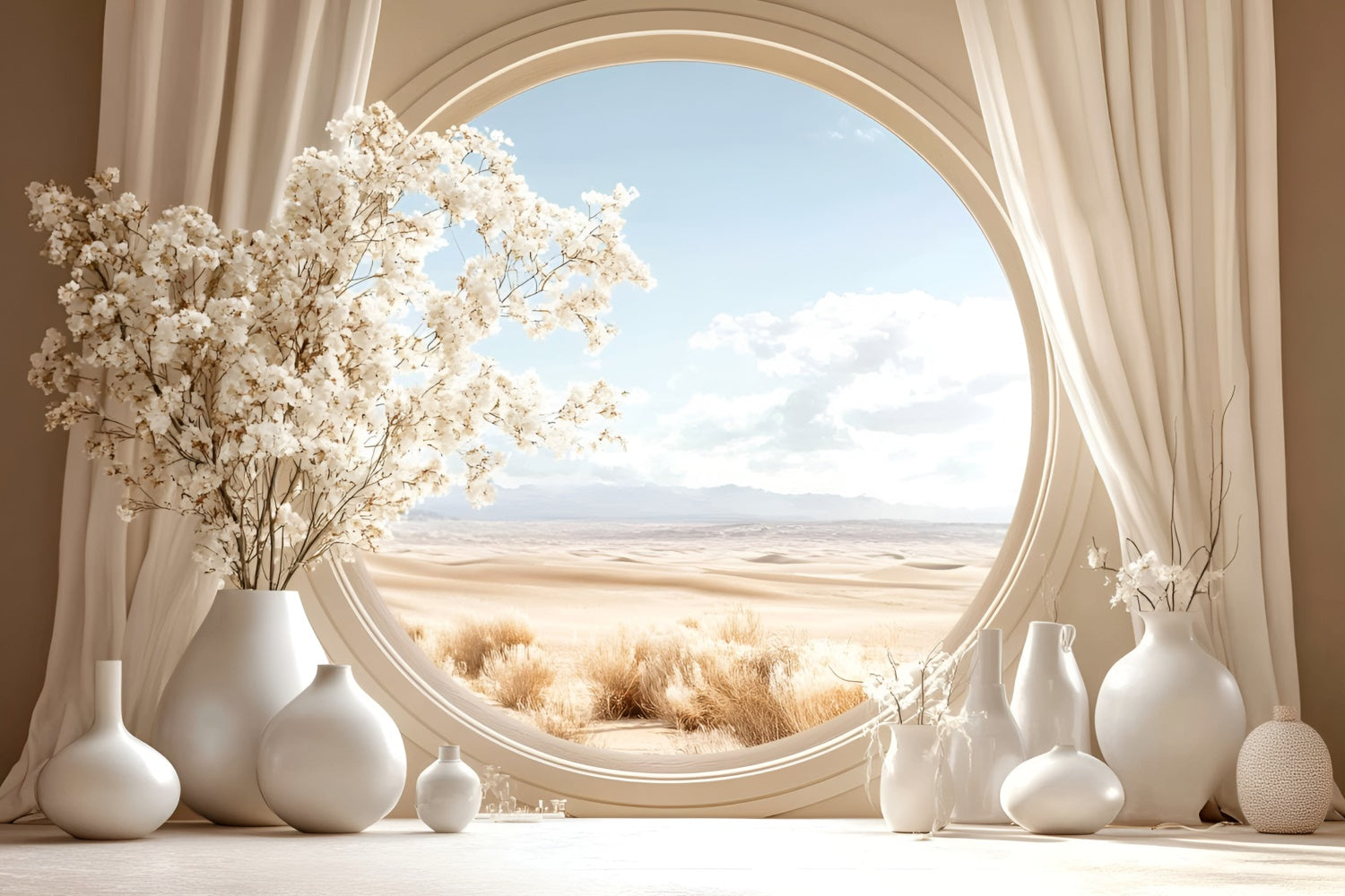 Boho Backdrop Desert Bloom Round Window Backdrop GQ57-227