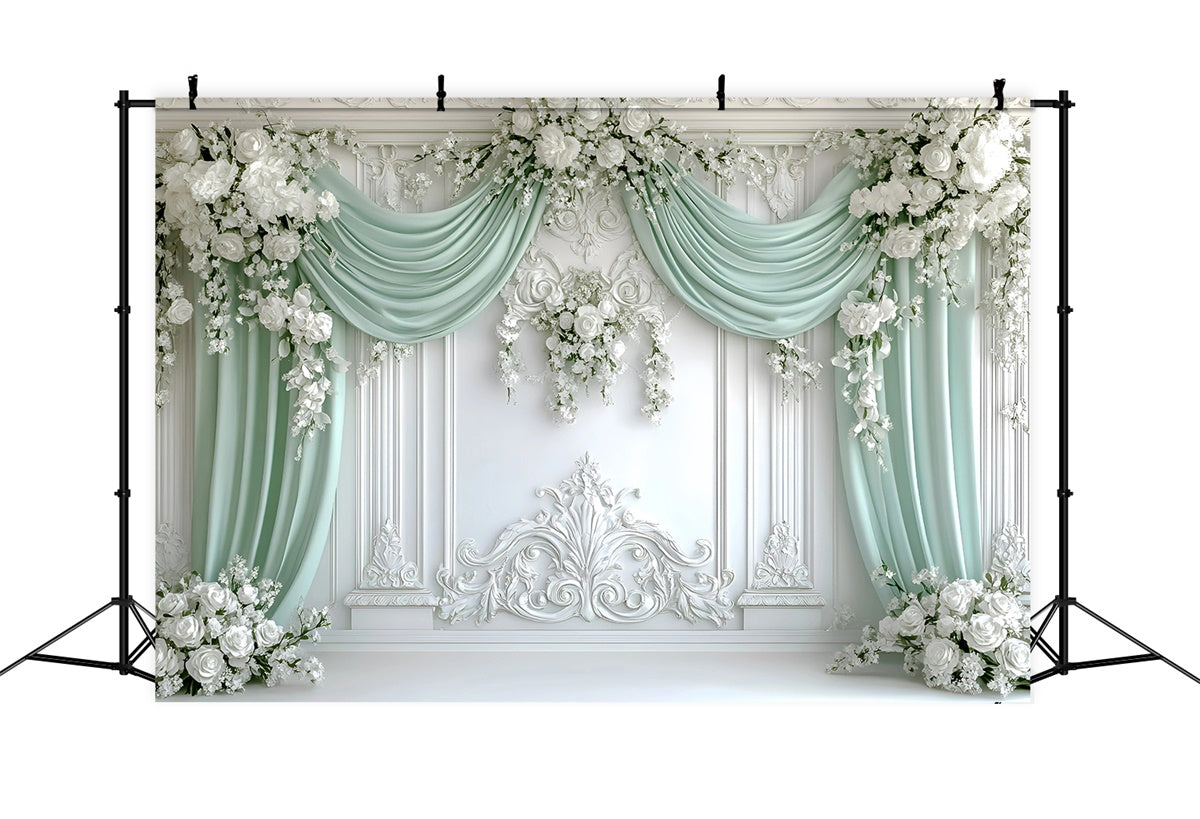 Boho Backdrops Regal Green Draped Flower Backdrop GQ57-228