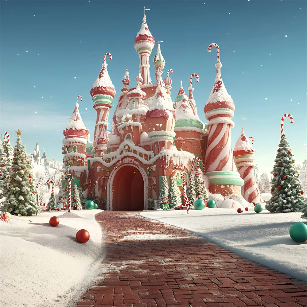 Christmas Photo Backdrops Jolly Confection Castle Backdrop GQ57-23