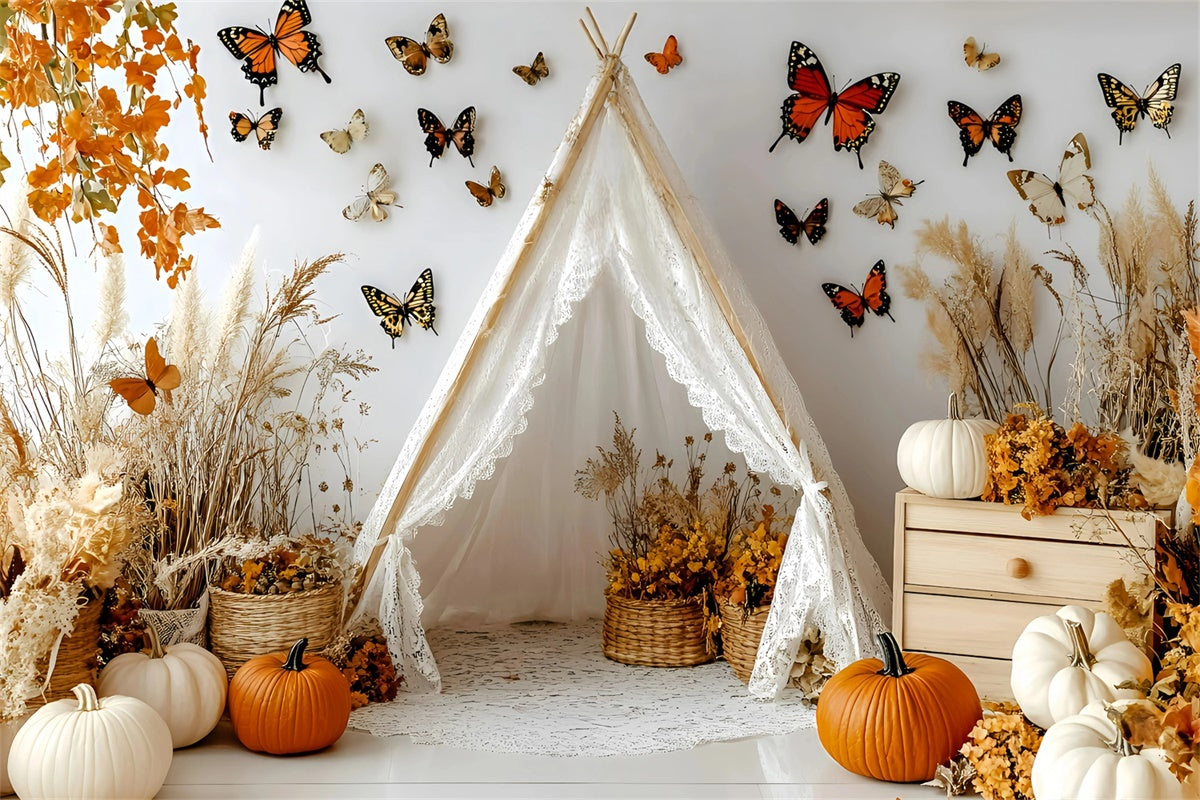 Bohemian Style Backdrop Autumn Butterfly Tent Backdrop GQ57-231