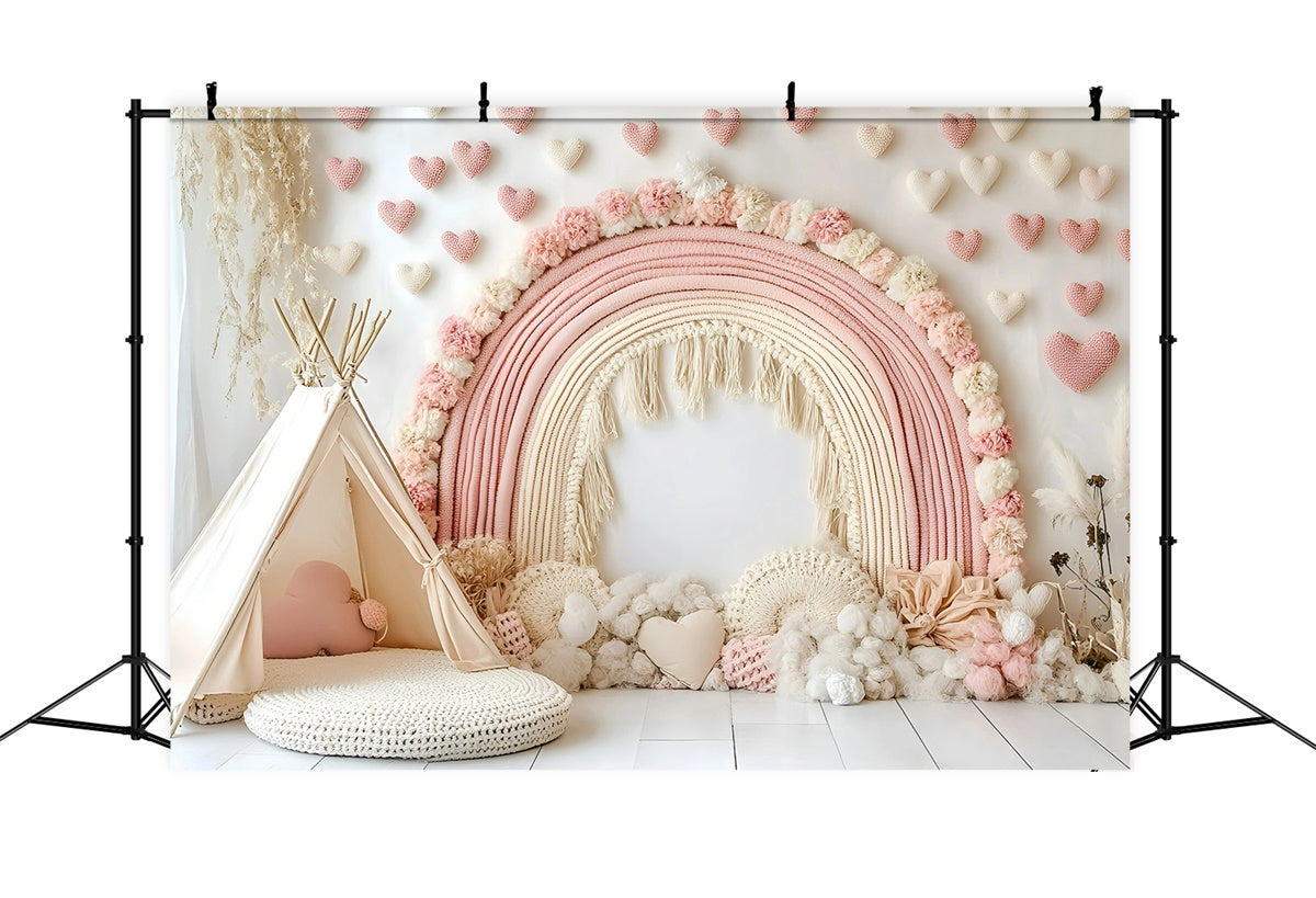 Boho Photo Backdrop Blush Petals Dream Arch Backdrop GQ57-236
