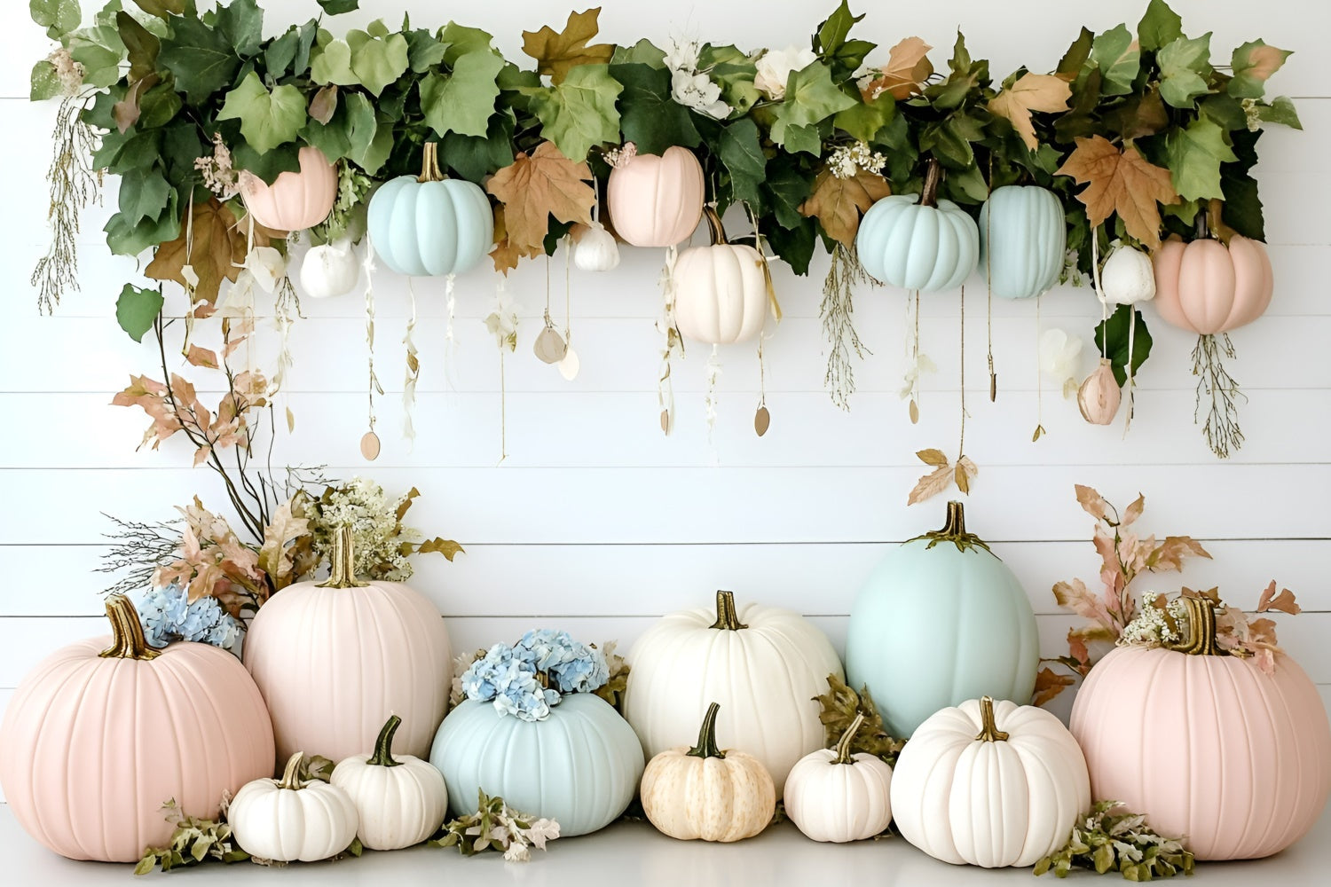 Bohemian Photo Backdrop Floral Pumpkin Dream Backdrop GQ57-239