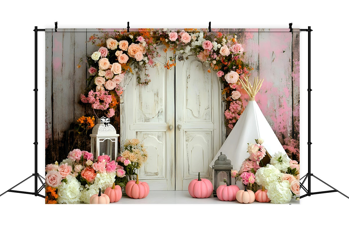 Bohemian Backdrop Sweet Rose Pumpkin Arch Backdrop GQ57-240