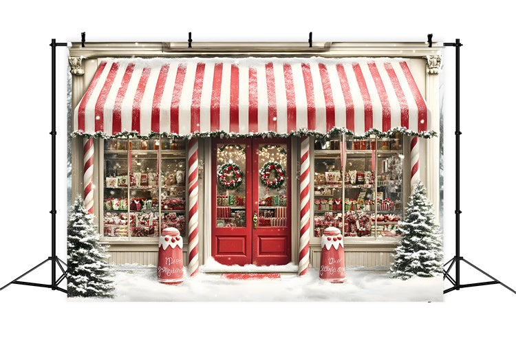 Christmas Photo Backdrops Striped Candy Market Backdrop GQ57-28