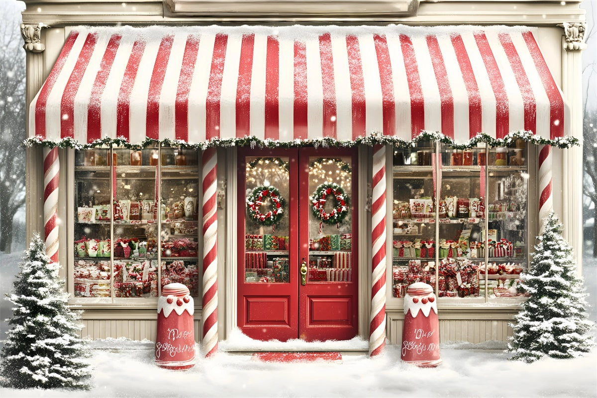 Christmas Photo Backdrops Striped Candy Market Backdrop GQ57-28