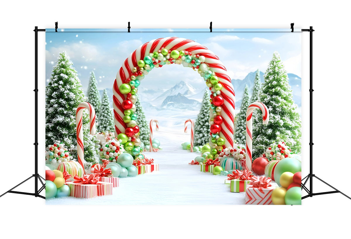 Christmas Photo Backdrop Candy Cane Wonderland Backdrop GQ57-3