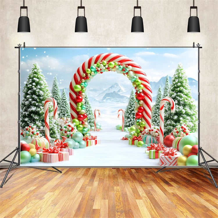 Christmas Photo Backdrop Candy Cane Wonderland Backdrop GQ57-3