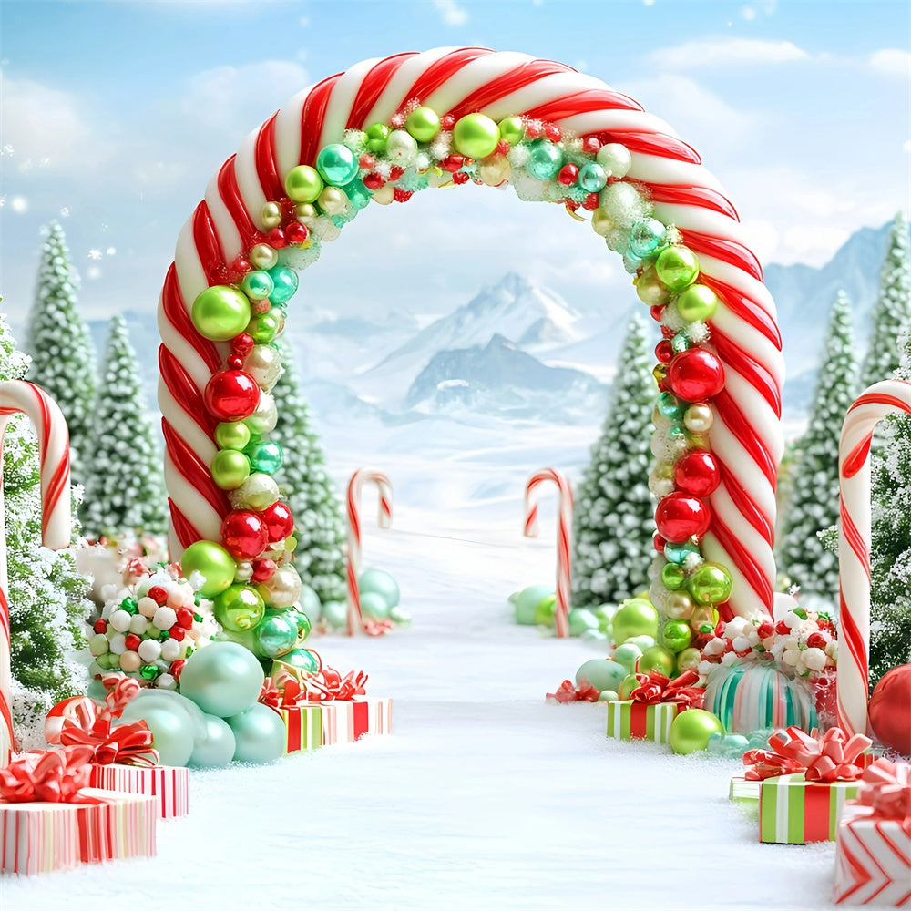 Christmas Photo Backdrop Candy Cane Wonderland Backdrop GQ57-3