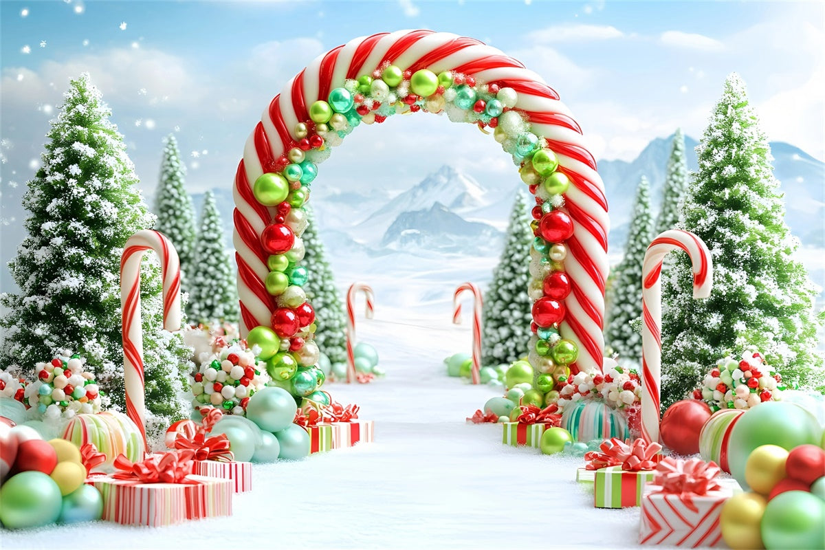 Christmas Photo Backdrop Candy Cane Wonderland Backdrop GQ57-3