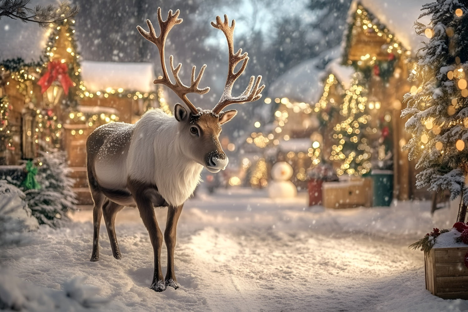 Christmas Photo Backdrop Reindeer Village Magic Backdrop GQ57-32