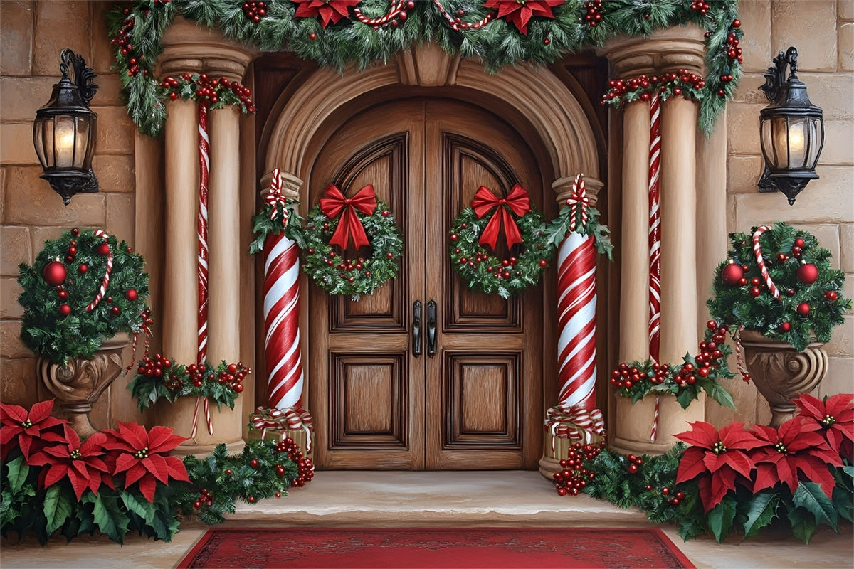 Christmas Backdrops Sale Candy Cane Column Entry Backdrop GQ57-39