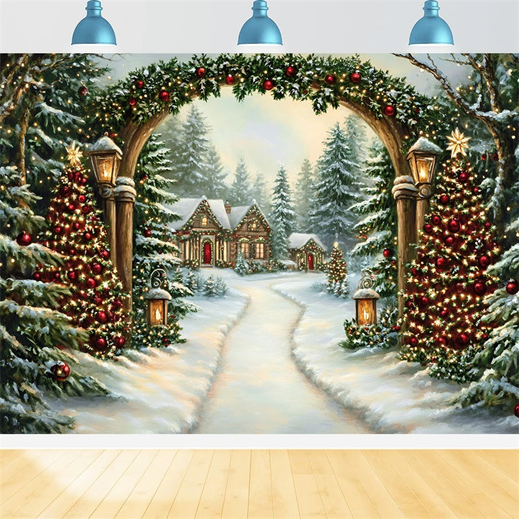 Christmas Photo Backdrop Enchanted Holiday Trail Backdrop GQ57-40