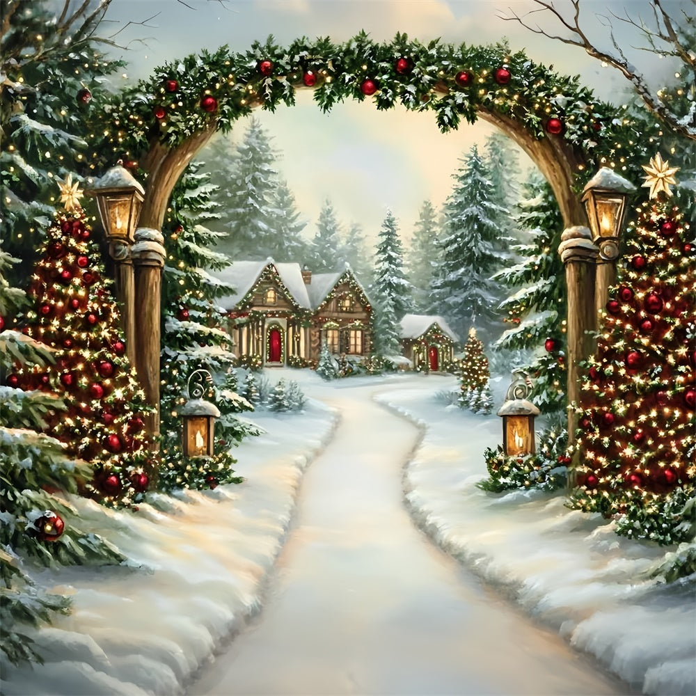 Christmas Photo Backdrop Enchanted Holiday Trail Backdrop GQ57-40