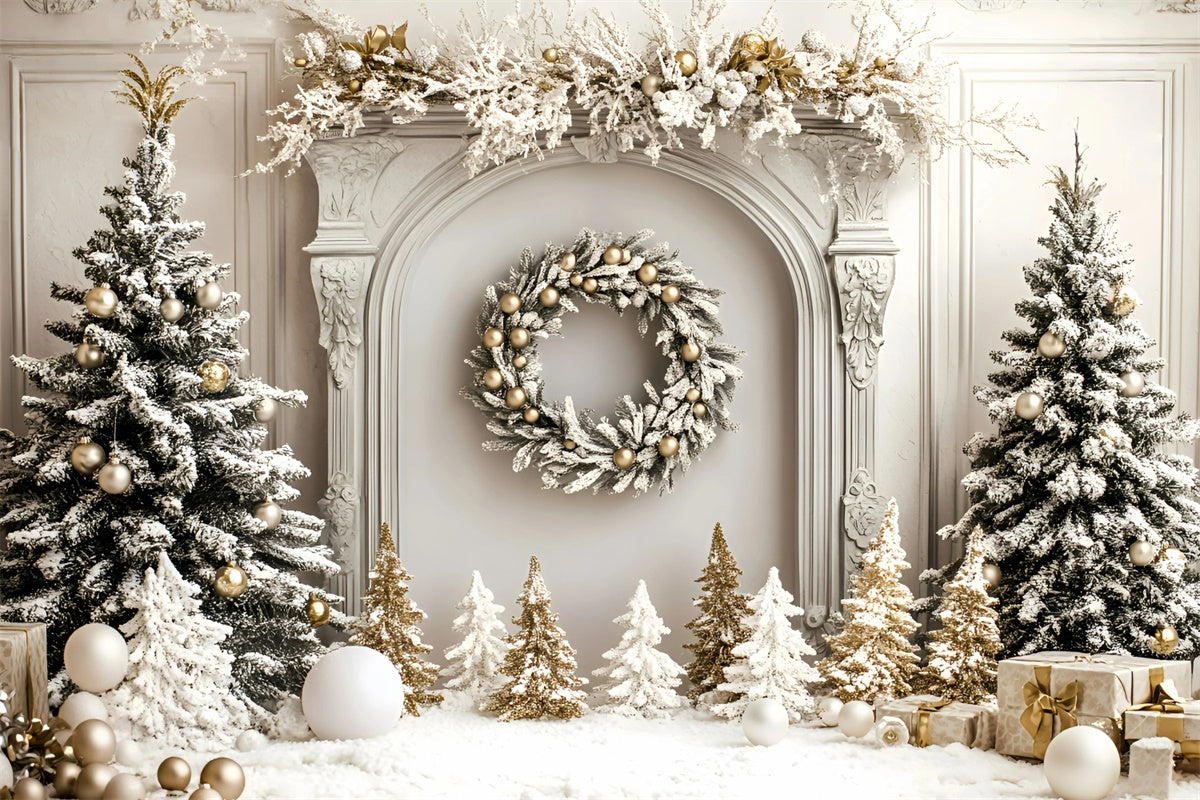 Christmas Backdrop Ideas Golden Pine Winter Hearth Backdrop GQ57-46