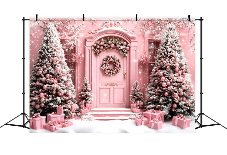 Christmas Backdrops Whimsical Pink Holiday Winter Backdrop GQ57-49