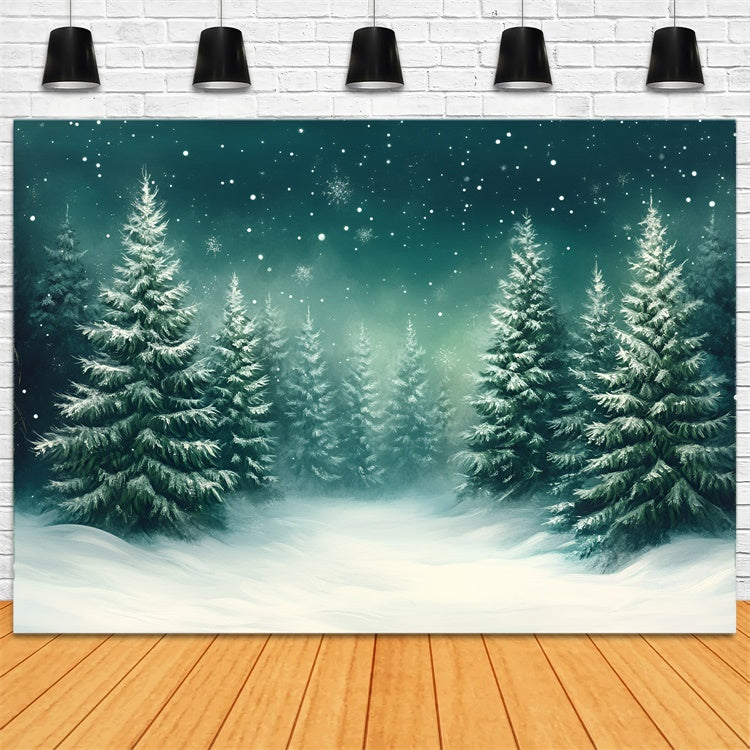 Snow Forest Backdrop Snowflake Pine Serenity Backdrop GQ57-68