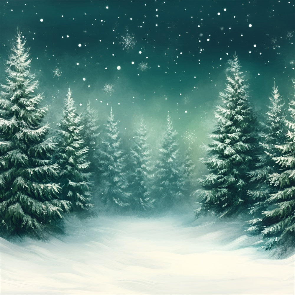 Snow Forest Backdrop Snowflake Pine Serenity Backdrop GQ57-68
