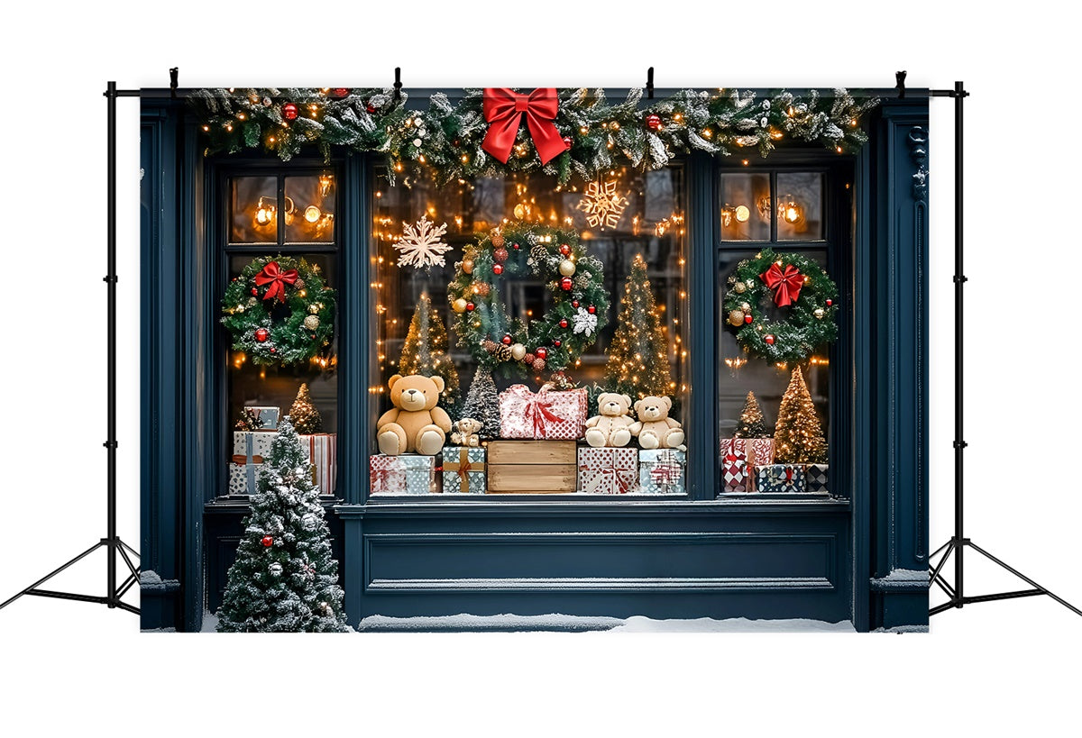 Christmas Photography Backdrops Teddy Holiday Window Backdrop GQ57-9