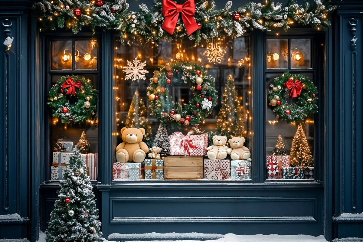 Christmas Photography Backdrops Teddy Holiday Window Backdrop GQ57-9