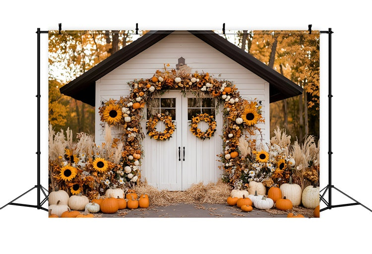 Fall Backdrops Harvest Cottage Sunflower Backdrop GQ57-96