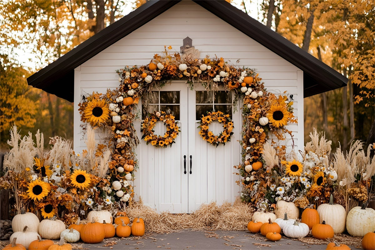 Fall Backdrops Harvest Cottage Sunflower Backdrop GQ57-96
